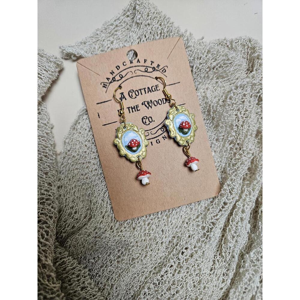 Polymer Clay Floral Earrings Handmade Beaded Cottagecore Whimsical